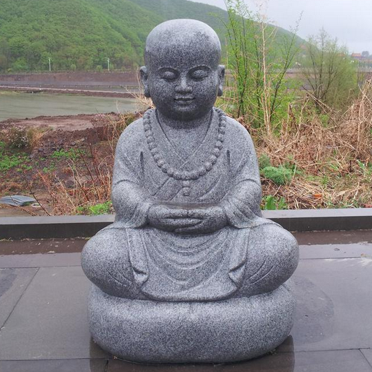 Joyful Monk Meditating Baby Stone Buddha Figurine