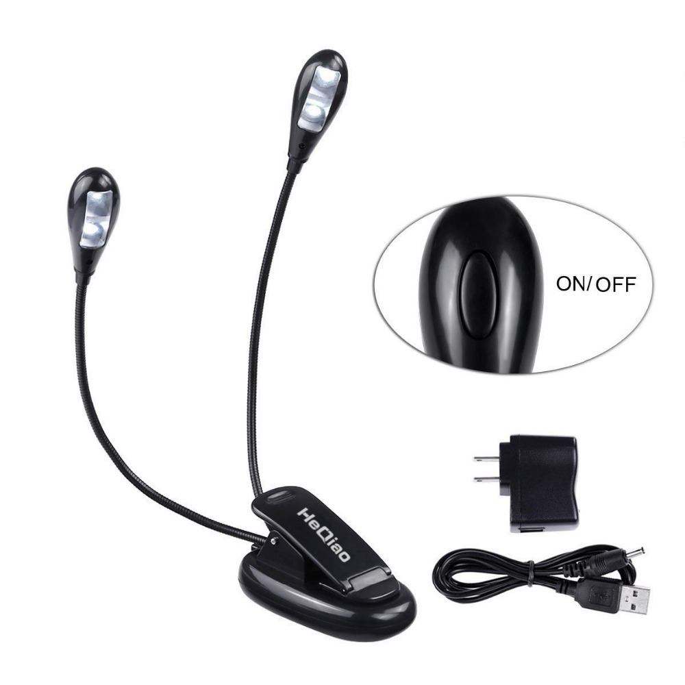 LED светодио дный USB книга свет продвижение клип 2 головы Гибкая лампа для чтения