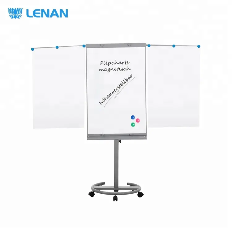 Mobile white board flip chart stand height adjustable magnetic whiteboard flipchart easel flip chart board with wheels