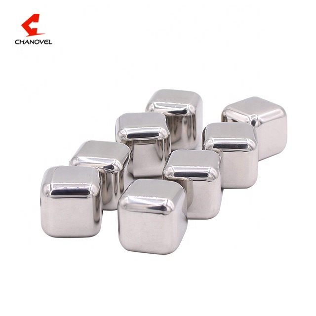 Customized reusable whiskey stones stainless steel metal chilling rocks ice cube