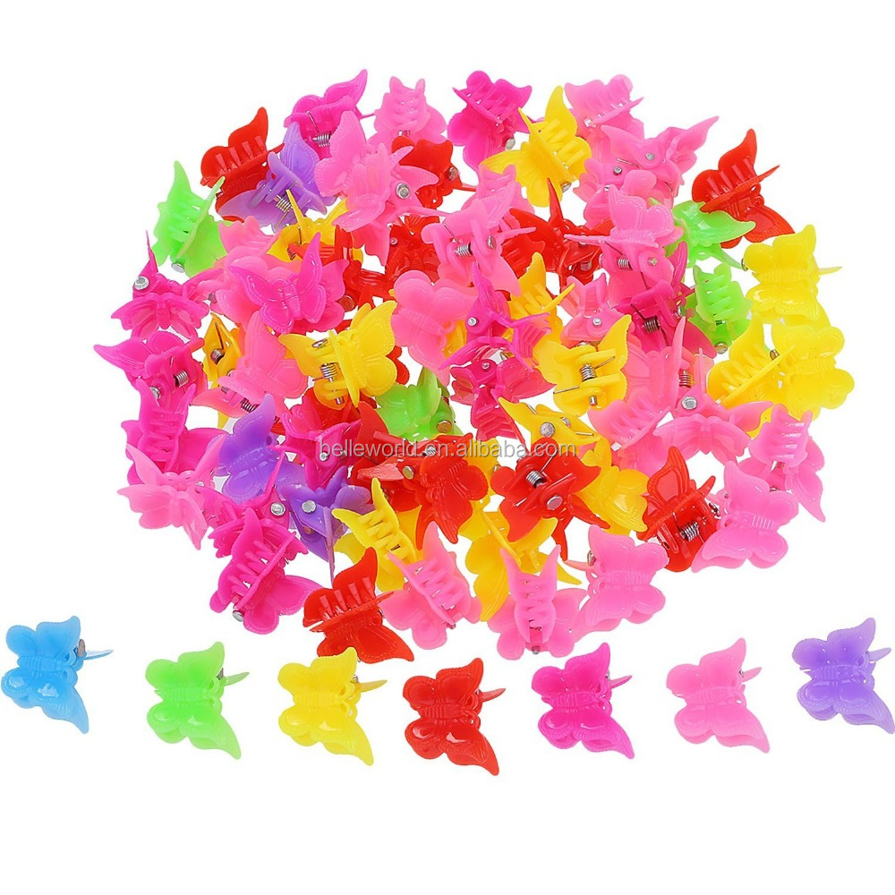 colours butterfly small size mini plastic clip hair claws