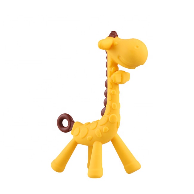 New Arrival Bpa Free Food Grade Rubber Teether Silicone Baby Teether Chew Toys Wholesale Giraffe Silicone Teething Pendant