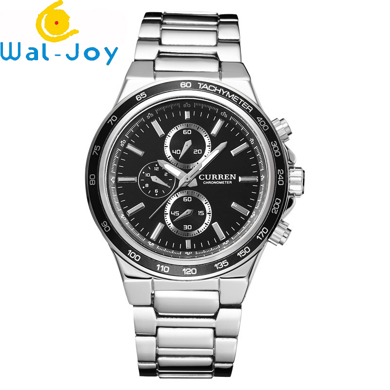WJ-5886 CURREN 8011 Повседневная мода стали наручные часы украшены небольшими три иглы Бизнес Мужские часы
