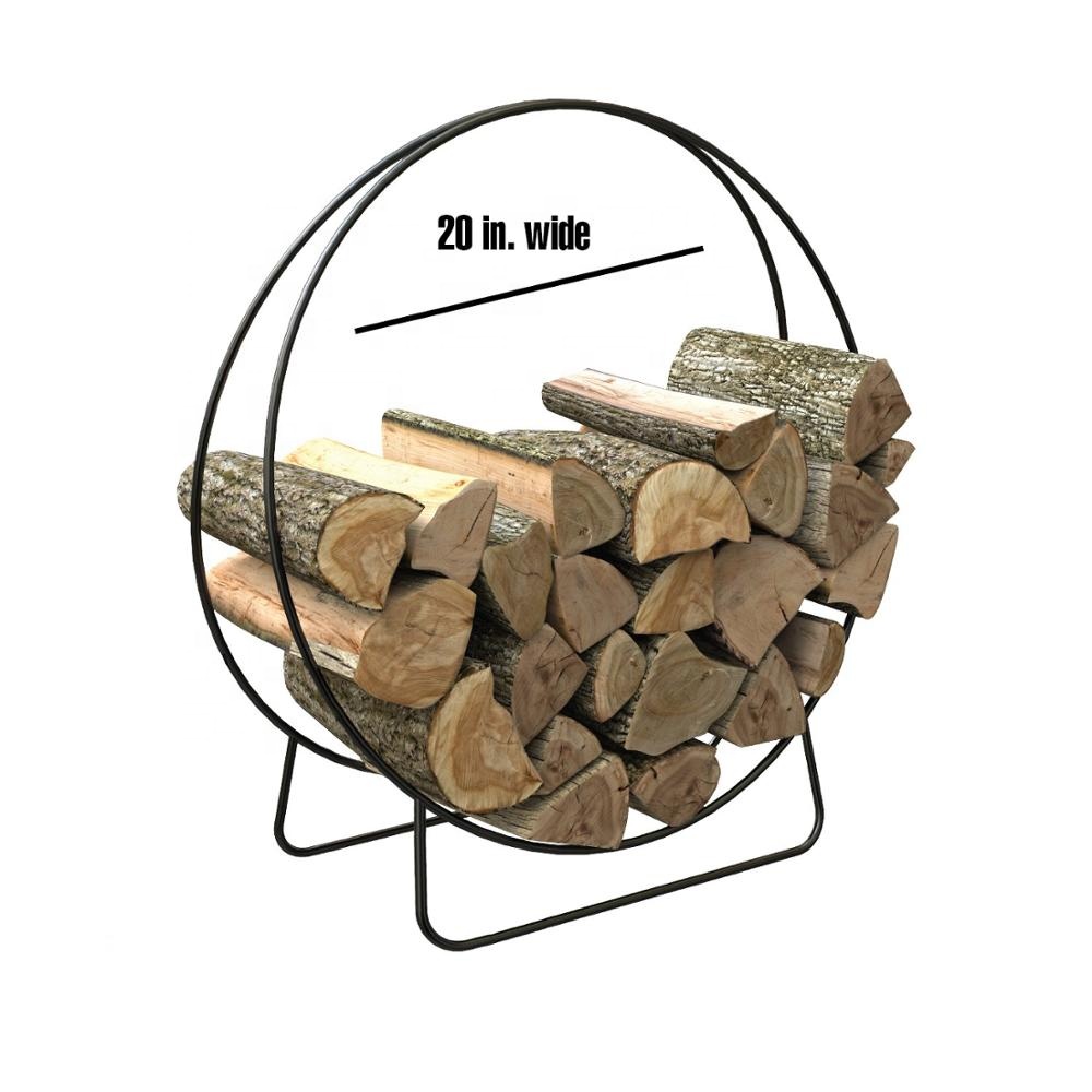 Firewood rack Firewood Log Rack Hoop Tubular Steel Wood Storage Holder for Indoor & Outdoor 20Inch 40Inch