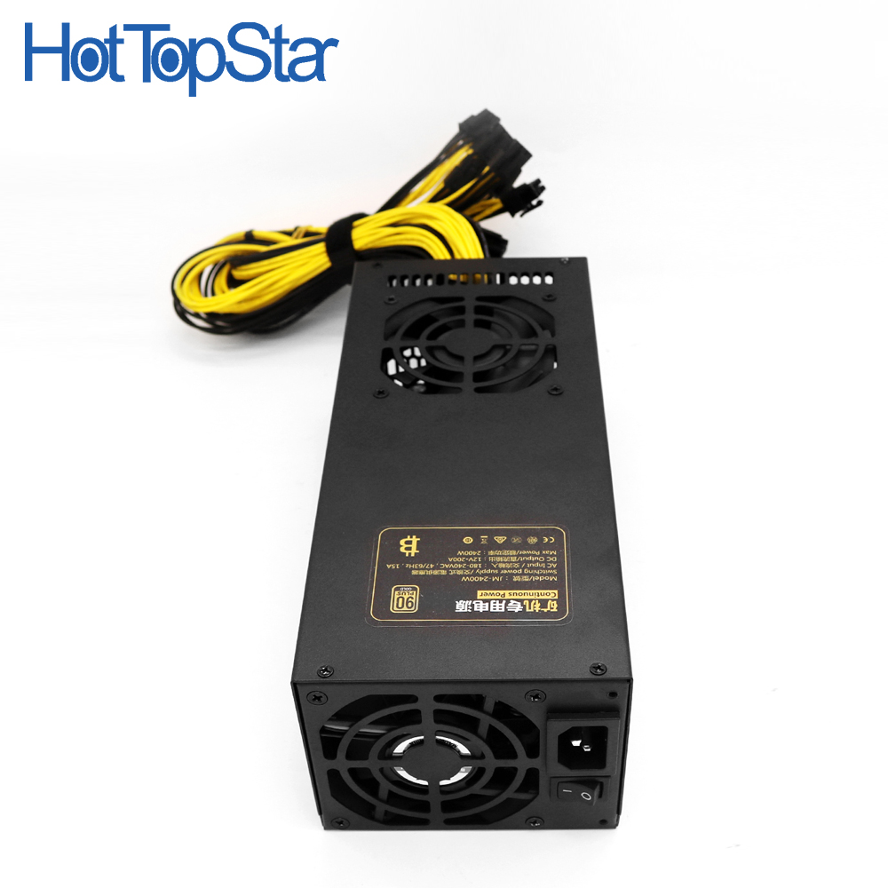 Блок питания для сервера майнинга 2400 Вт 6 PIN X 10 для 12 GPU ETH BTC Rig Ethereum Miner 90 PLUS