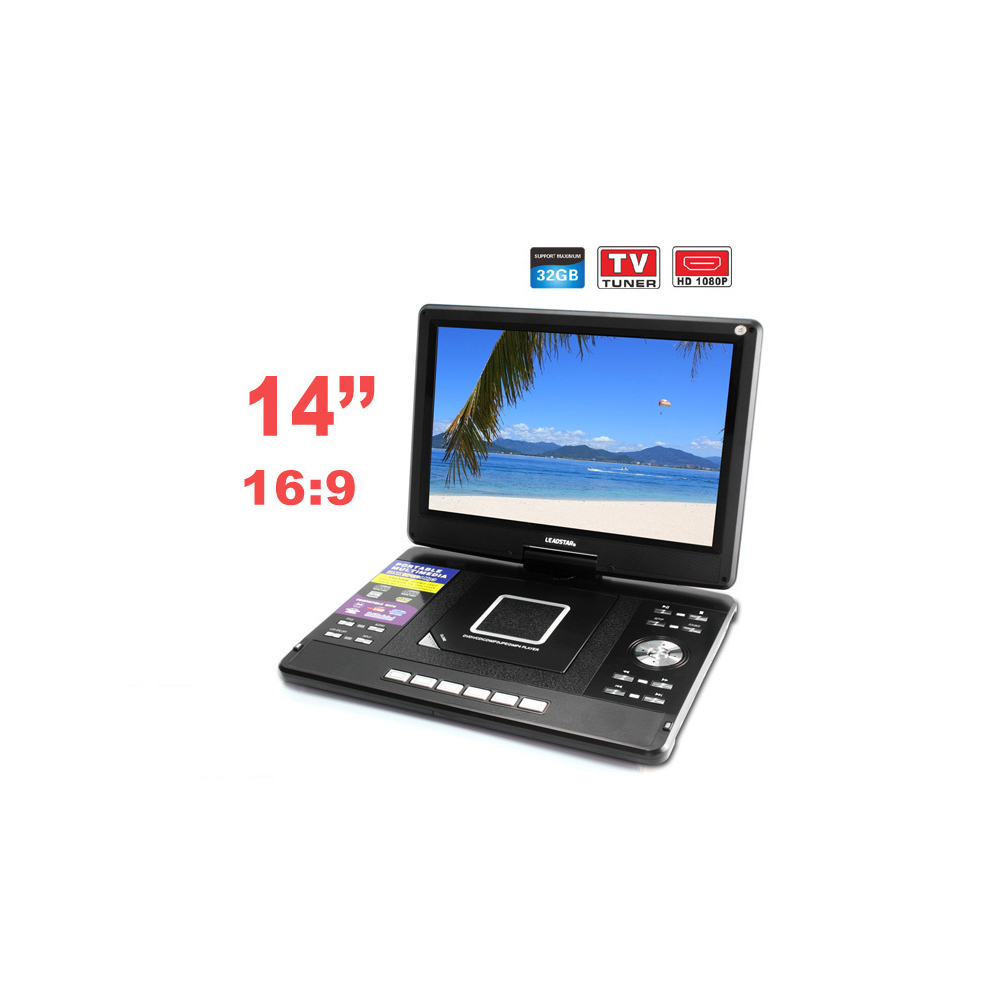 Профессиональный 14-дюймовый портативный dvd-плеер с DVB-T тюнером VGA FM радио игровой KA-1511D