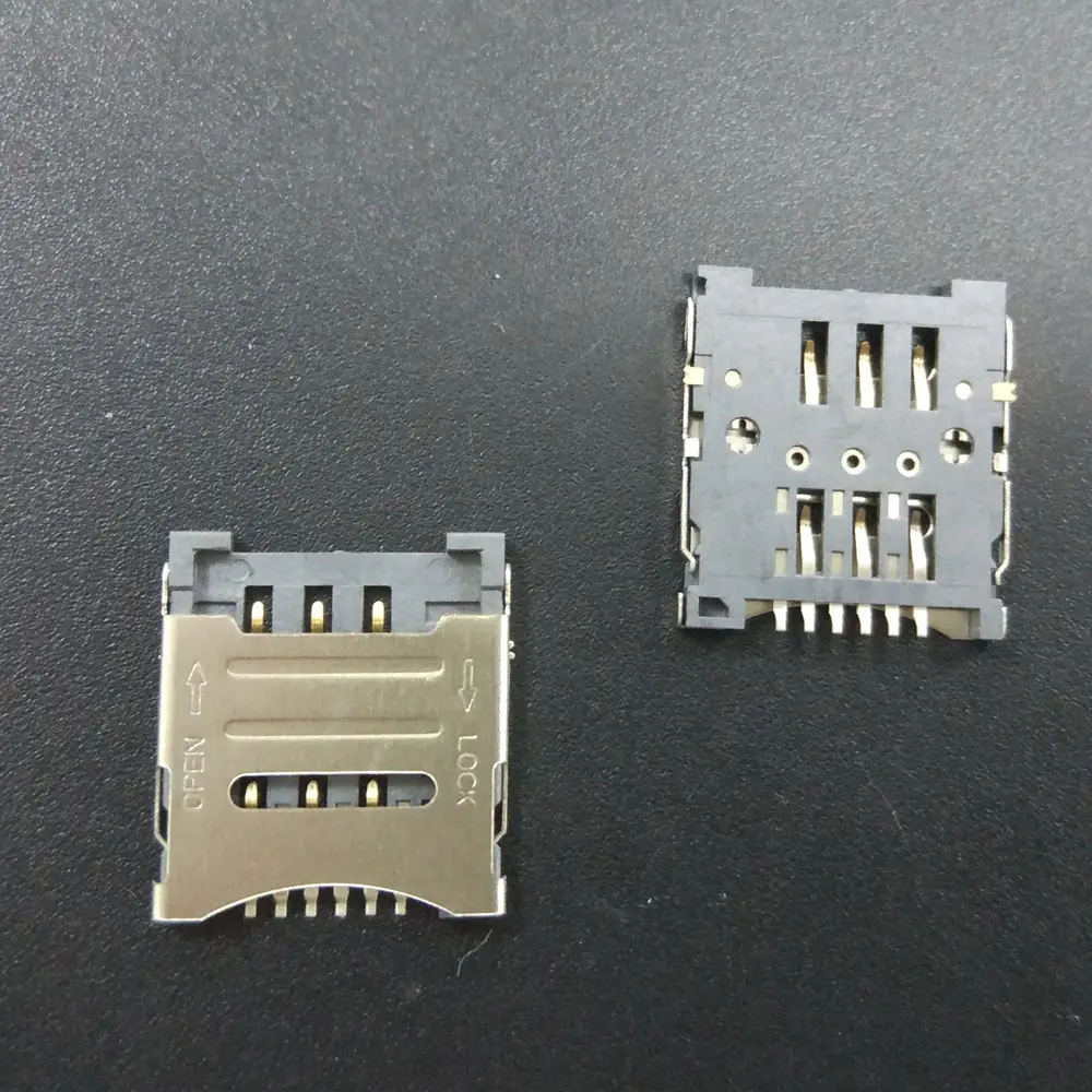 High quality 1.8H 6P SMT flip type high temperature resistant PCB board micro sim card connector