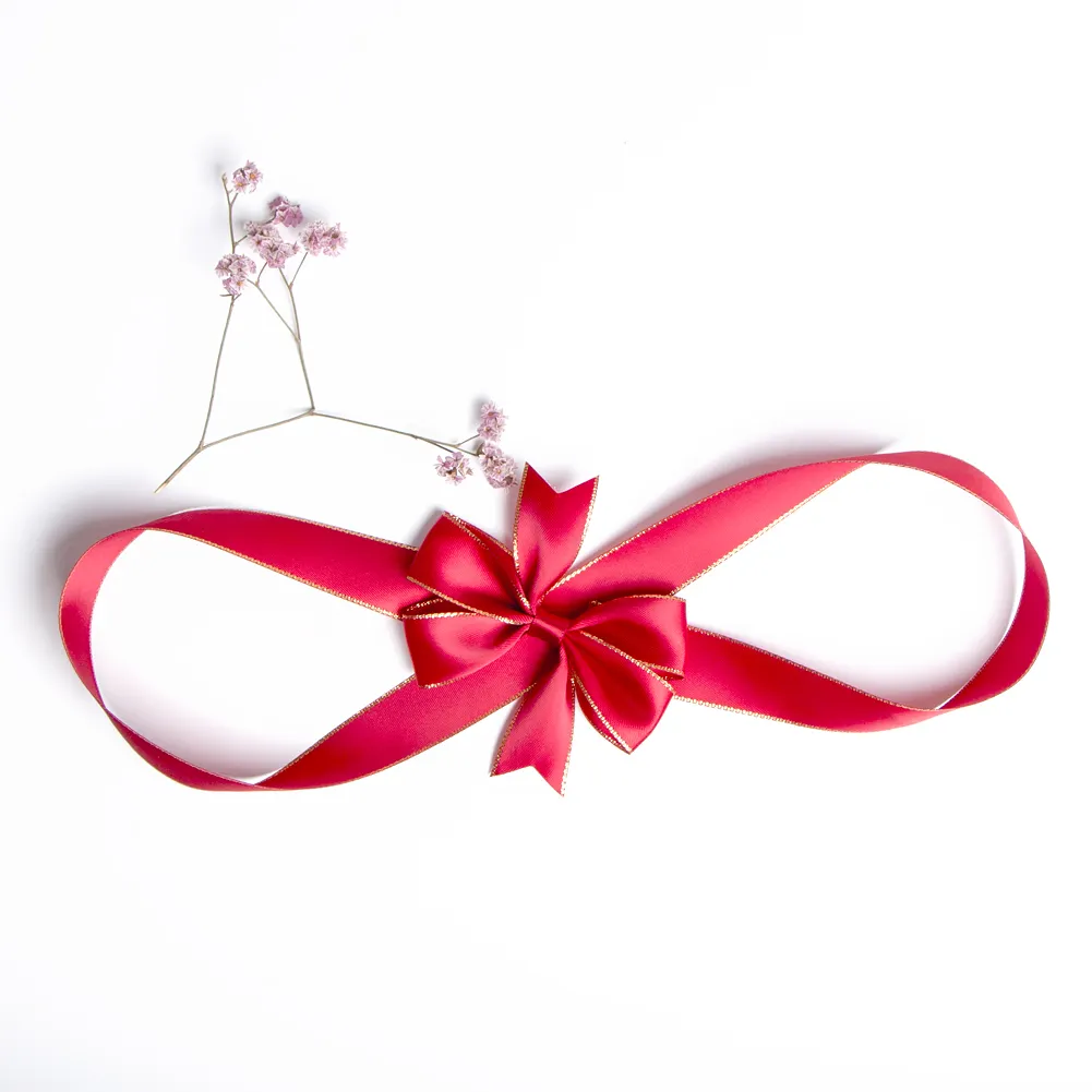 Wholesale satin elastic pre-tied ribbon bows for gift wrapping