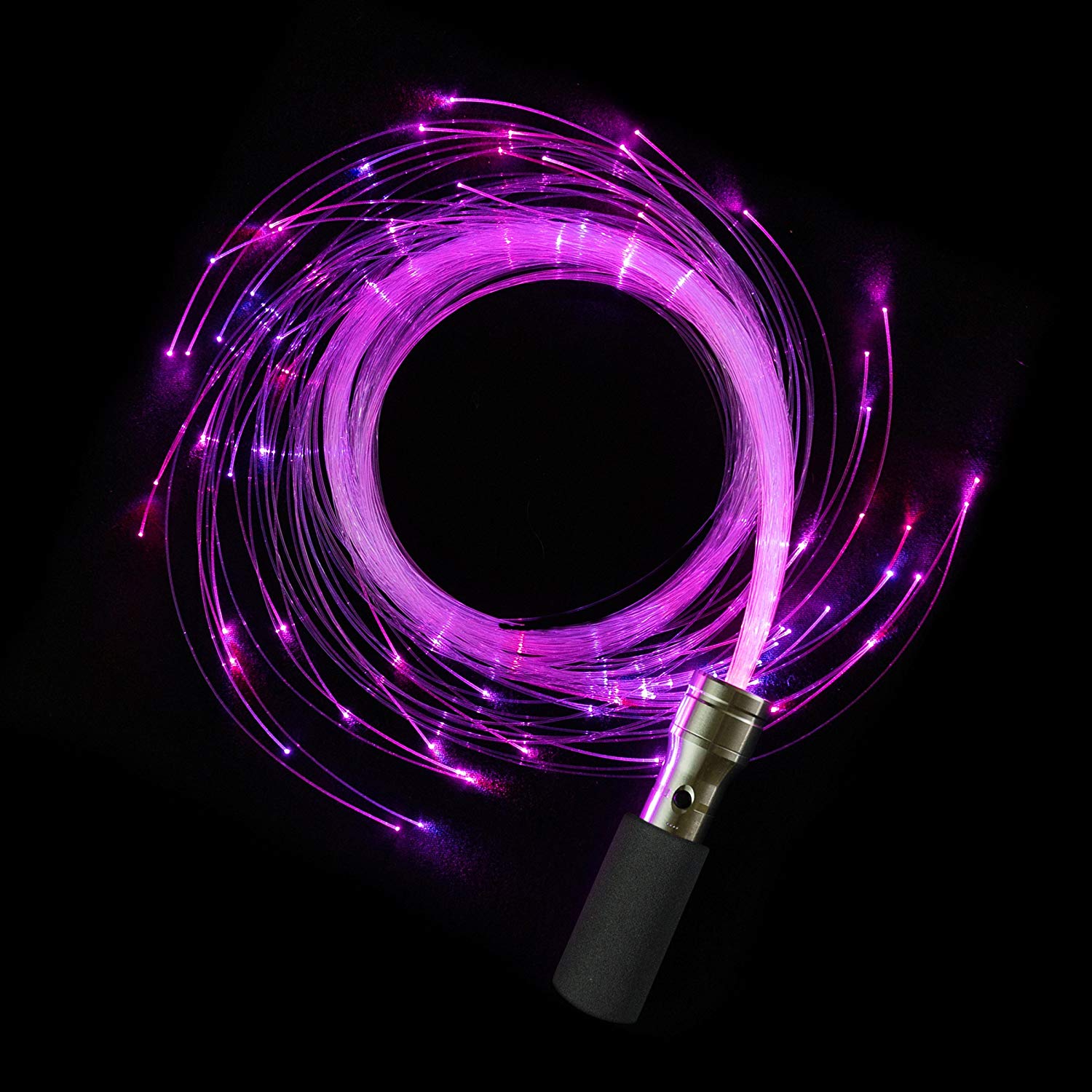 Вращающаяся на 360 градусов RGB светодиодная волоконно-оптическая плетка для танцев потоком
