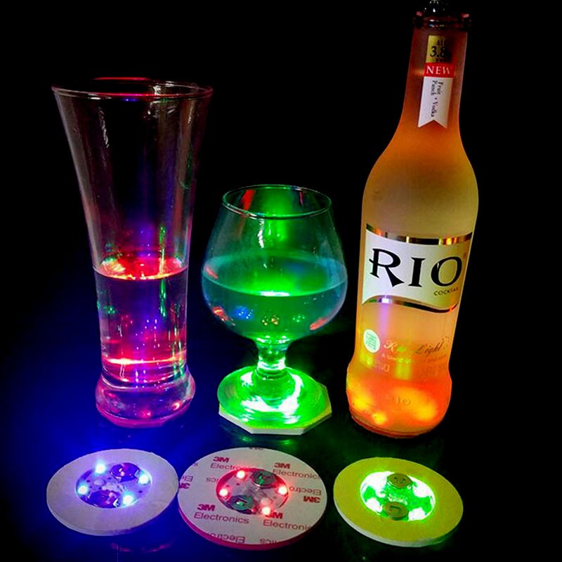 LED Glowing Coaster Bottle Light Sticker For Birthday Wedding Christmas Bar Party Decoration