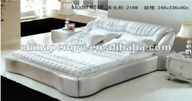 Best selling italian design modern wooden beds in classical leather RU-041