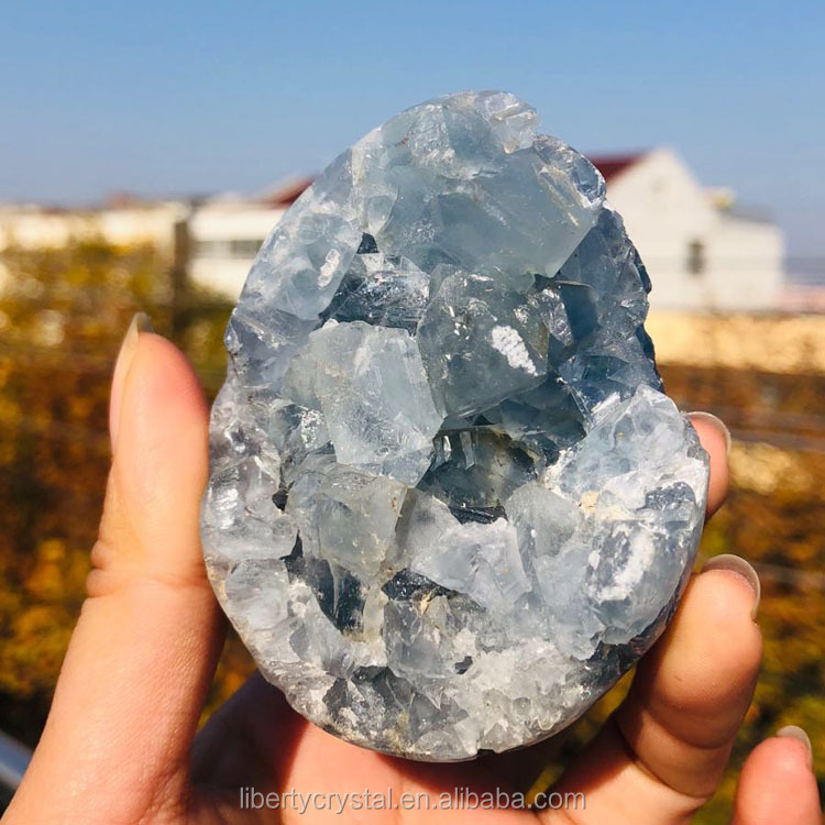 Оптовая продажа натуральный синий Небесный Geode Кристалл кластера исцеления камень