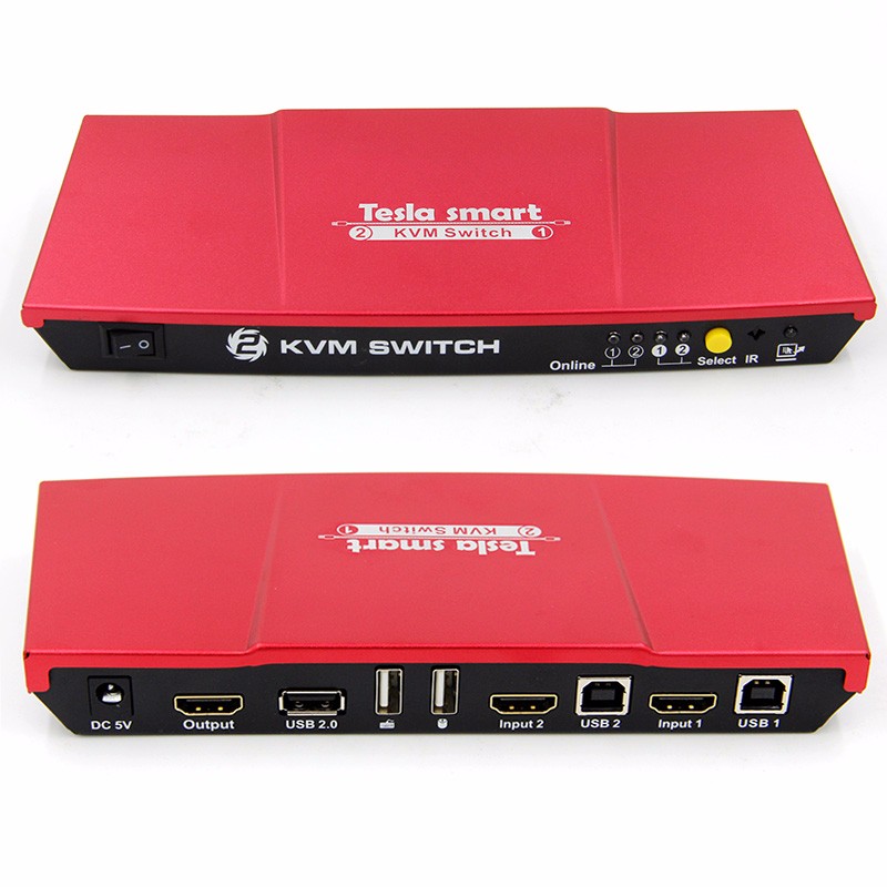 Tesla Smart 2-Port USB HDMI KVM переключатель и набор кабелей с аудио
