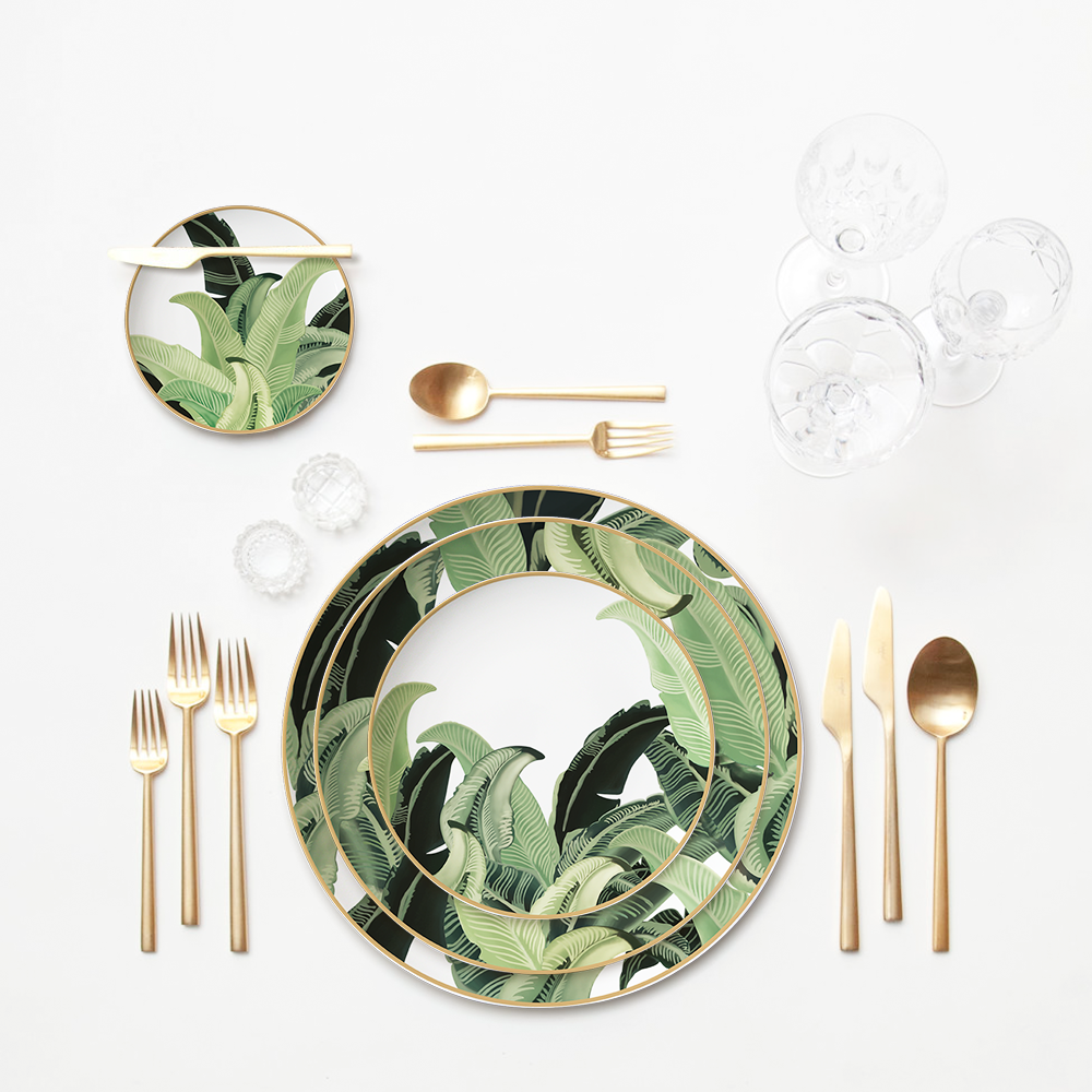 Popular design Luxury vajilla porcelain dinner set for wedding restaurant wholesale dinnerware sets