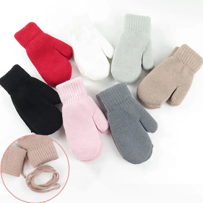 Soft Knit Boys Girls Knitted Gloves Winter Infant Thermal Warm Toddlers Stretch Mittens