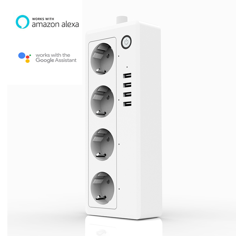 Умный powerstrip с Wi-Fi и 4 портами usb для быстрой зарядки, работает с amazon alexa и google home
