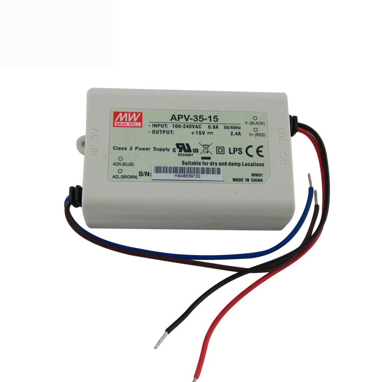 Meanwell APV-35-24 IP42 пластиковый корпус 24V 1.5A 36W Светодиодный драйвер питания