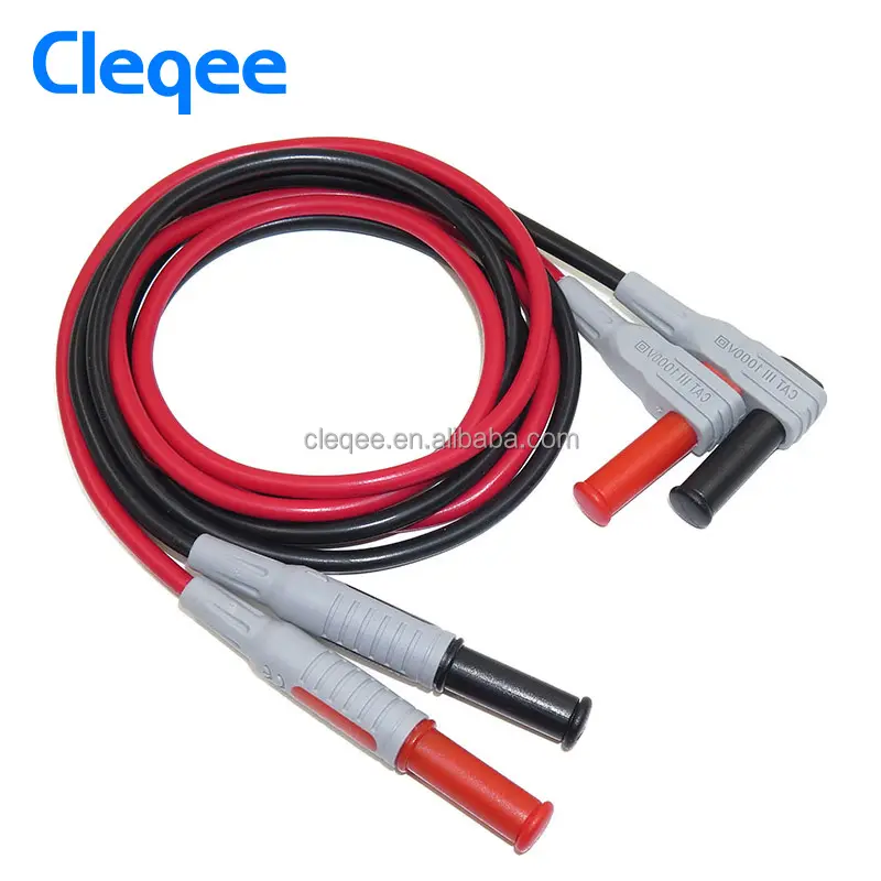 Cleqee P1033 Wire Multimeter Test Cable Injection Molded 4mm Banana Plug Test Line Straight to Curved Test Cable