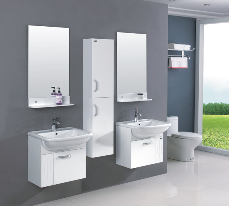 Factory direct price modern furniture mirrore wash basin vanity pvc bathroom cabinets