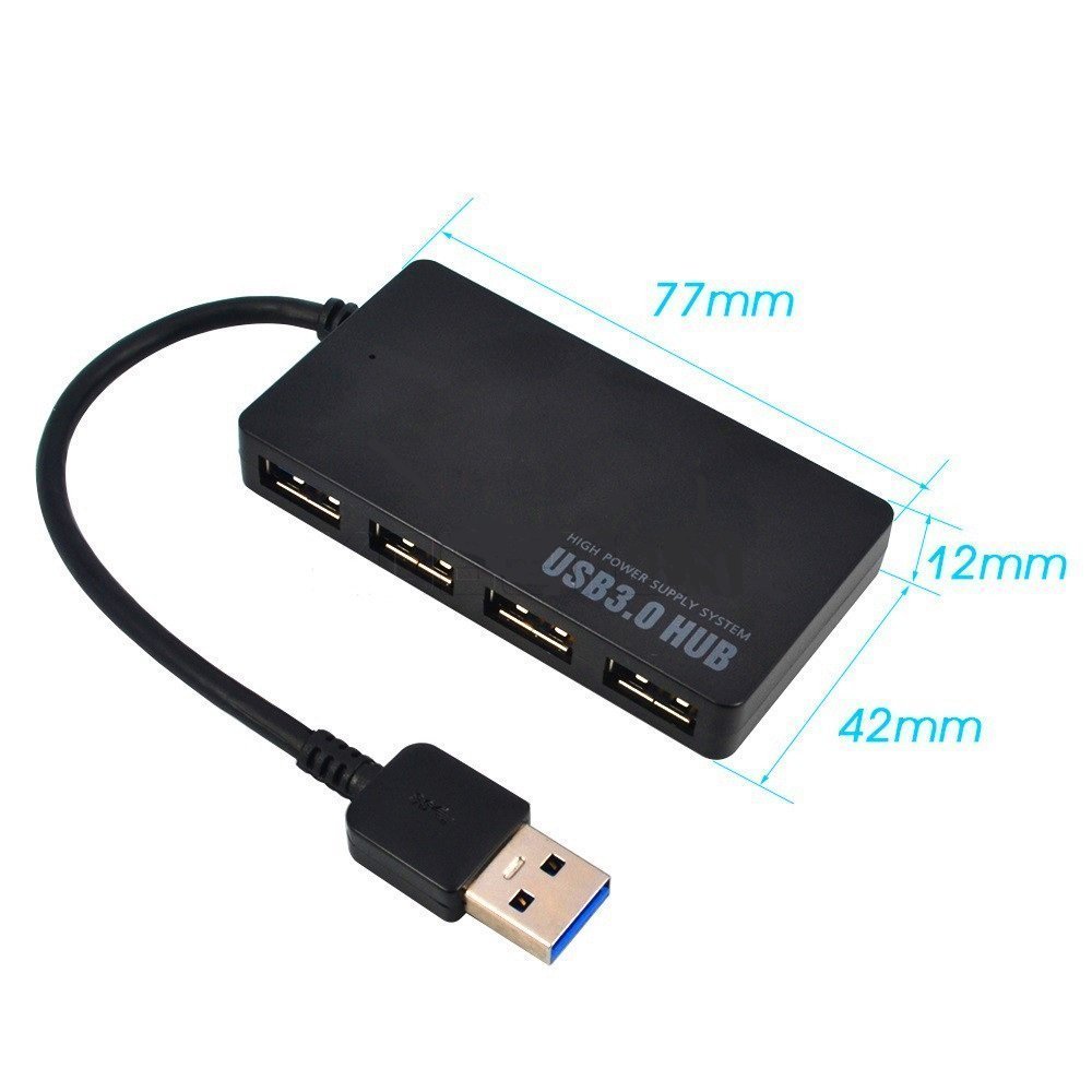 KUYIA 4 порта ультра тонкий USB 3,0 Hub Высокоскоростной USB 3,0 для передачи данных и для Windows, Mac OS, Linux, со встроенным 0,5 стопы USB3.0 C
