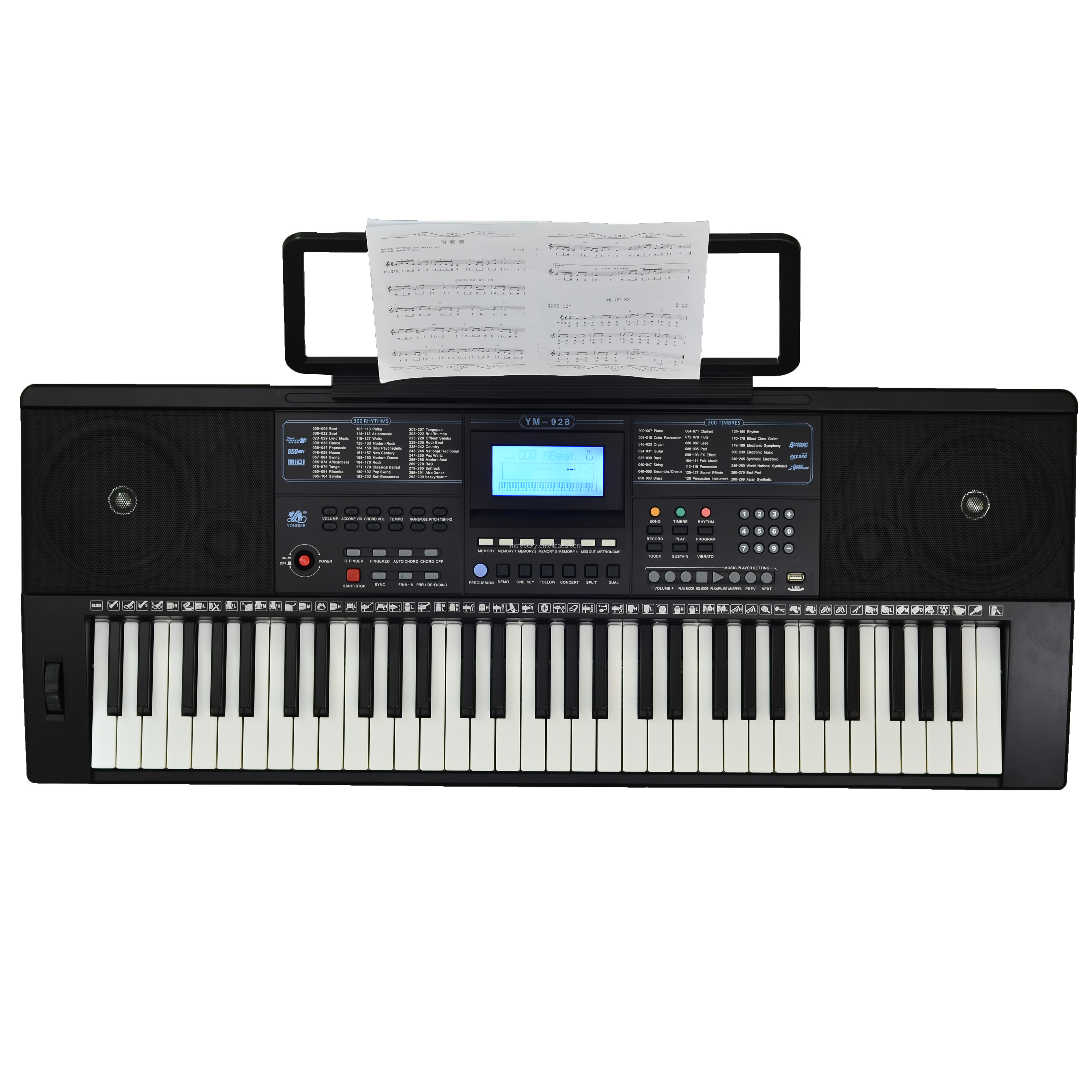 Модель YM-928 2019 2020, многофункциональные ЖК-музыкальные инструменты, электронная клавиатура