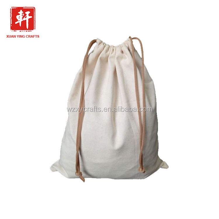 White cotton drawstring gift bag canvas bag