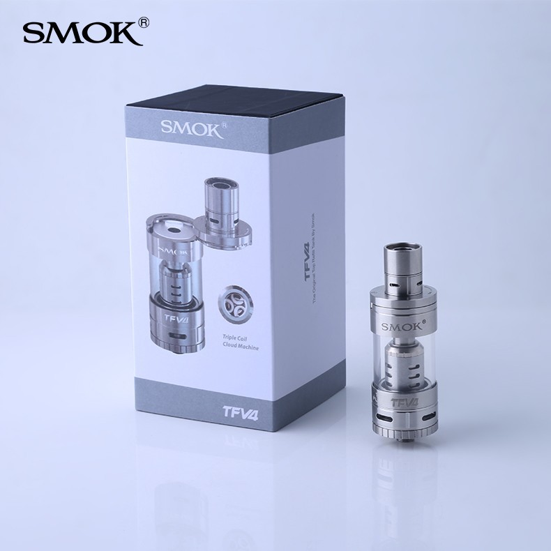 Лидер продаж, бак Smok TFV4 4 мл, Верхняя заправка, испаритель ecig sub ohm с 4 различными головками, новый дизайн, отверстие для воздушного потока
