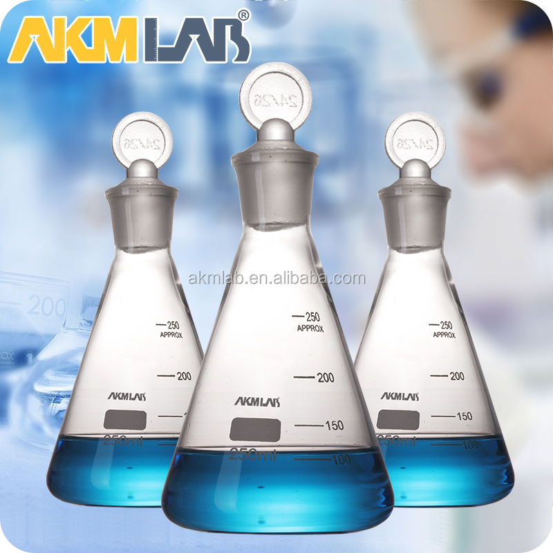 Лабораторная колба Erlenmeyer из пирекс-стекла AKMLAB со стеклянной пробкой