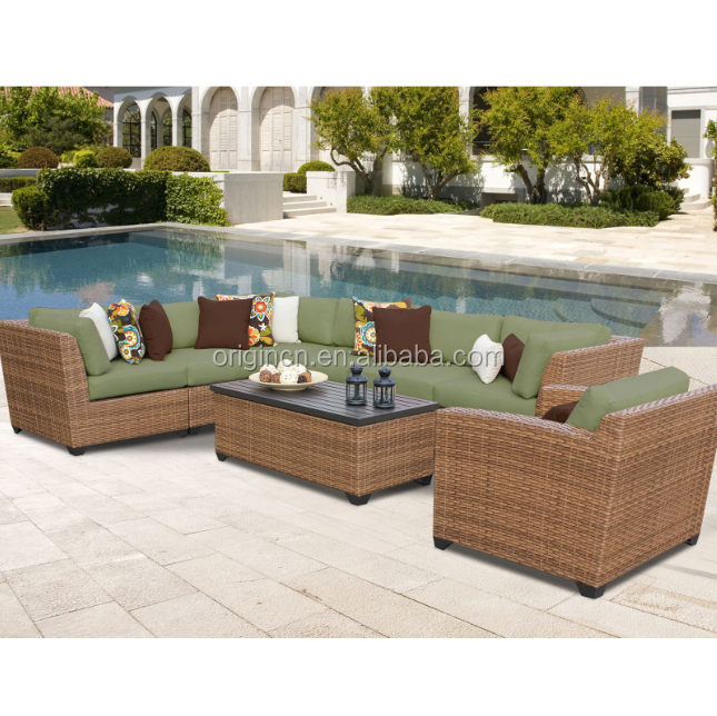 Modern outdoor garden sofa and storage center table set large wicker asian furniture