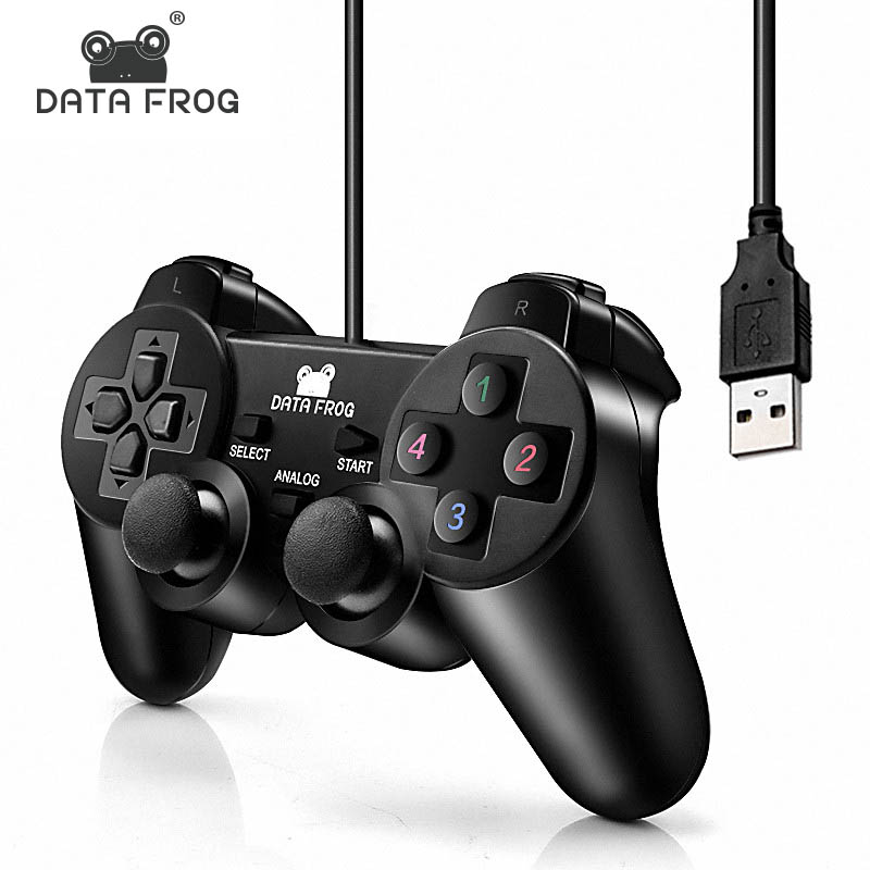 Джойстик Data frog проводной с вибрацией, USB-контроллер для ПК, ноутбука, WinXP/Win7/Win8/Win10, Vista, черный геймпад