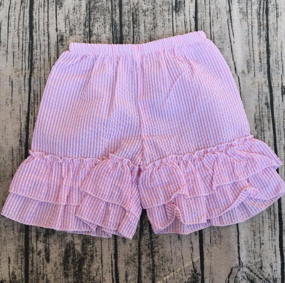 Fashion grid woven shorts kids baby New seersucker bubble shorts chereked Outfit Underwear Boutique seersuker girls ruffle short