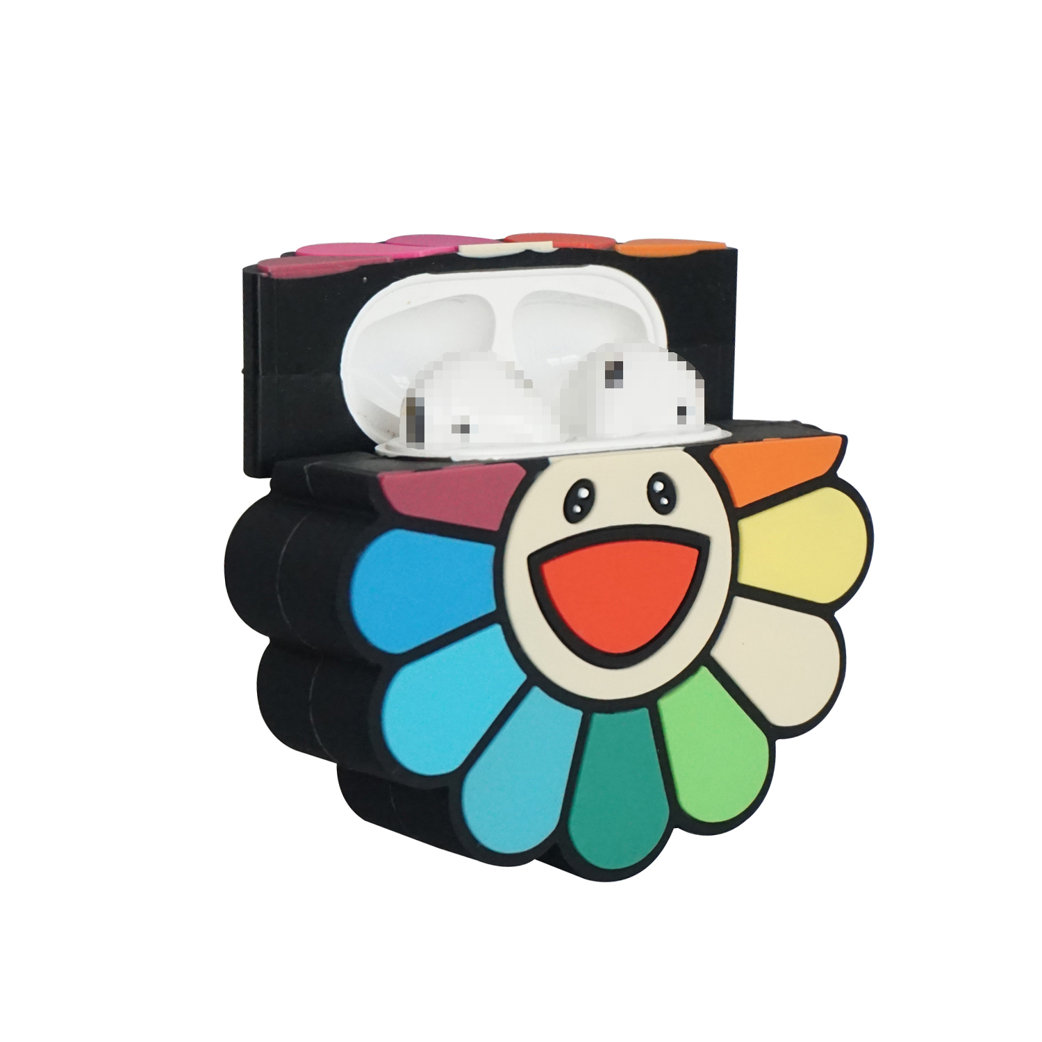 Happy Sunflower Softshell силиконовый чехол 3D с соответствующими палец кольцо ремешок для Airpods