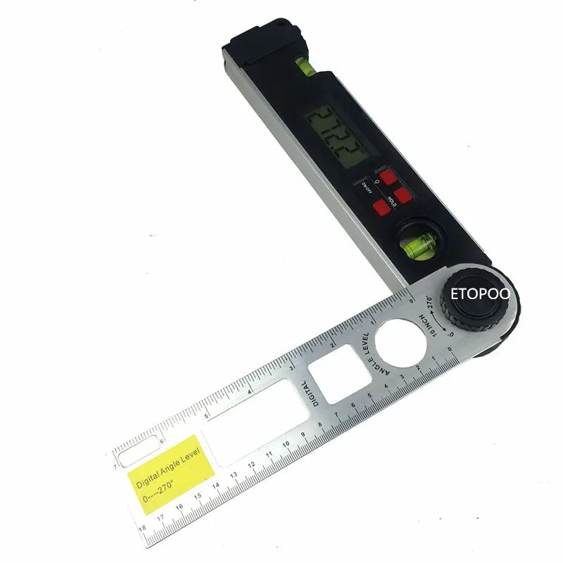 0-270degree 250mm Digital Angle Ruler Finder Gauge Multi-Purpose Digital Protractor Level Ruler Miltre Spirit Level Inclinometer
