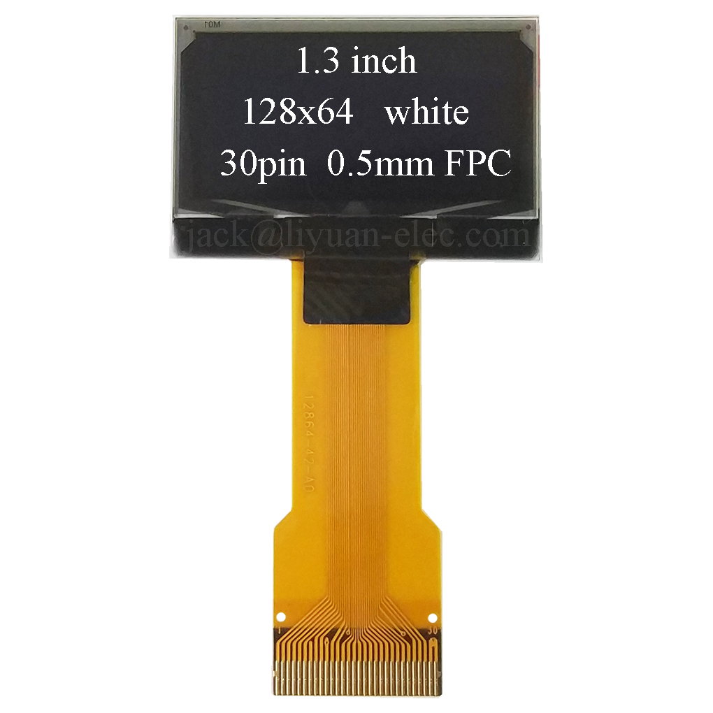 1,3 дюймовый 128x64 SH1106 30pin белый 0,5 мм шаг FPC разъем oled ЖК-экран