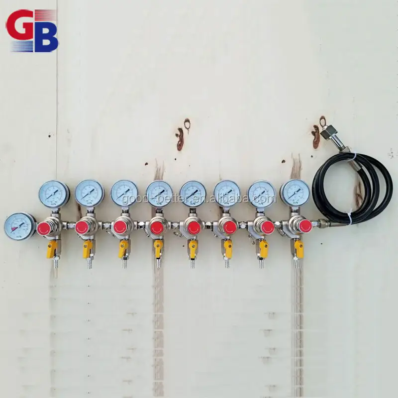 BA1047 hot selling eight way co2 pressure reducing regulator with extending gas hose