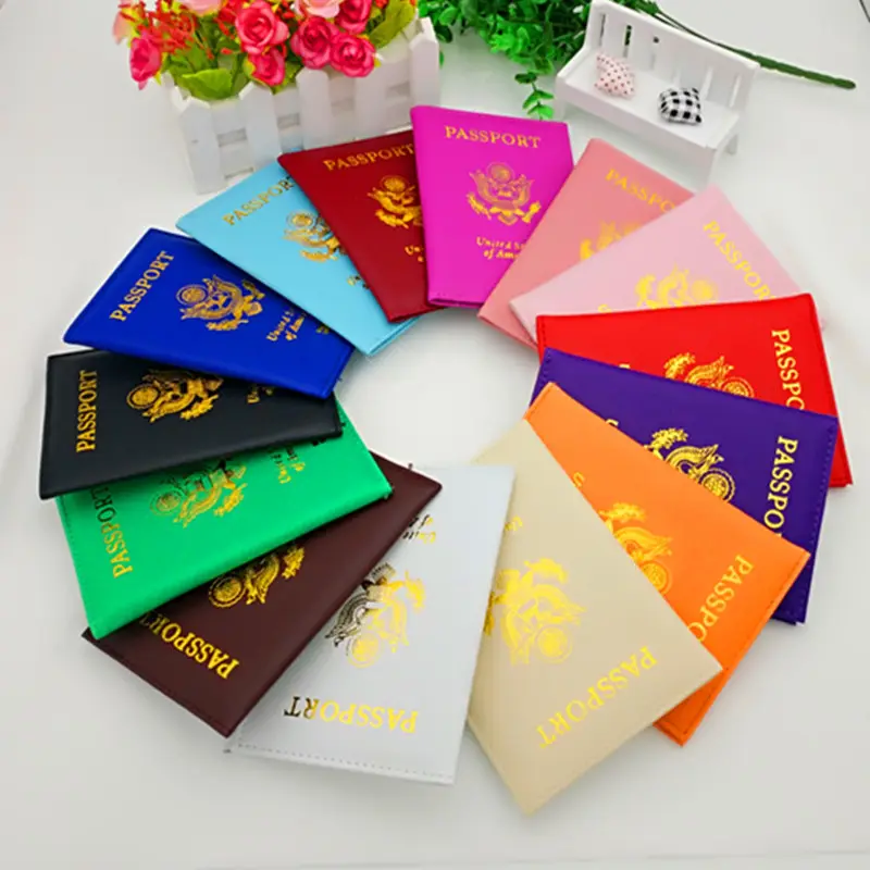 Soft PU leather gold stamp Passport Cover