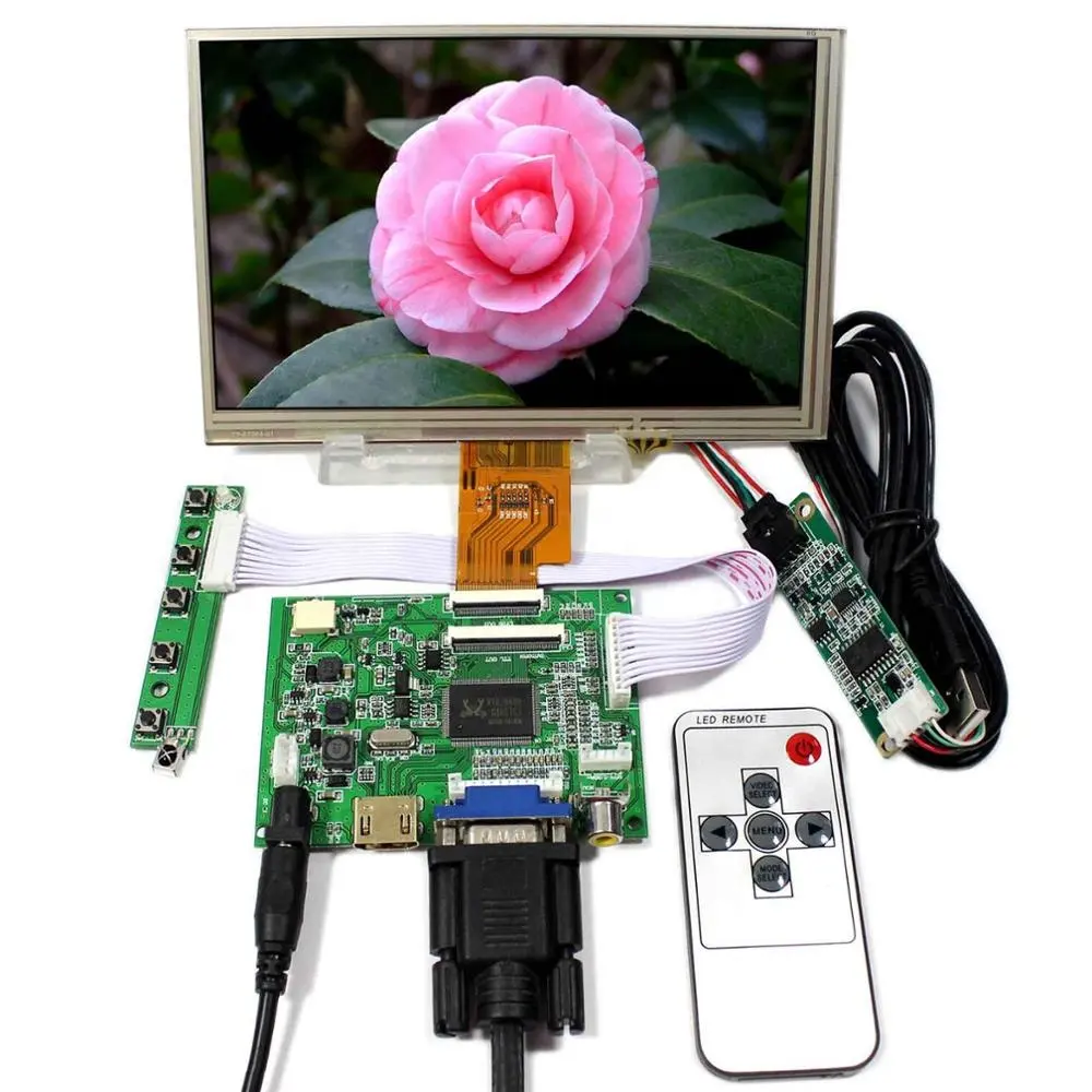 H DMI+VGA+2AV LCD Controller Board VS-TY2662-V5+7inch 1024X600 LCD Screen With Resistive Touch Panel
