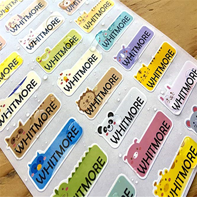 Waterproof Custom Stickers Pad For Cute Animal Waterproof Name Sticker Labels