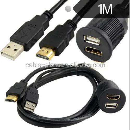 Hot Sell USB2.0 HD AUX Extension Flush Mount Cable 1/8 AUX Car Bike Boat Motor