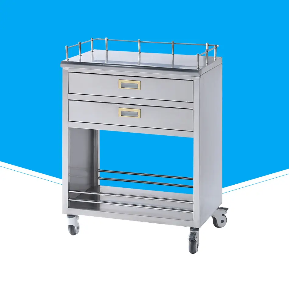 Stainless Steel Hospital Treatment Trolley With Drawers