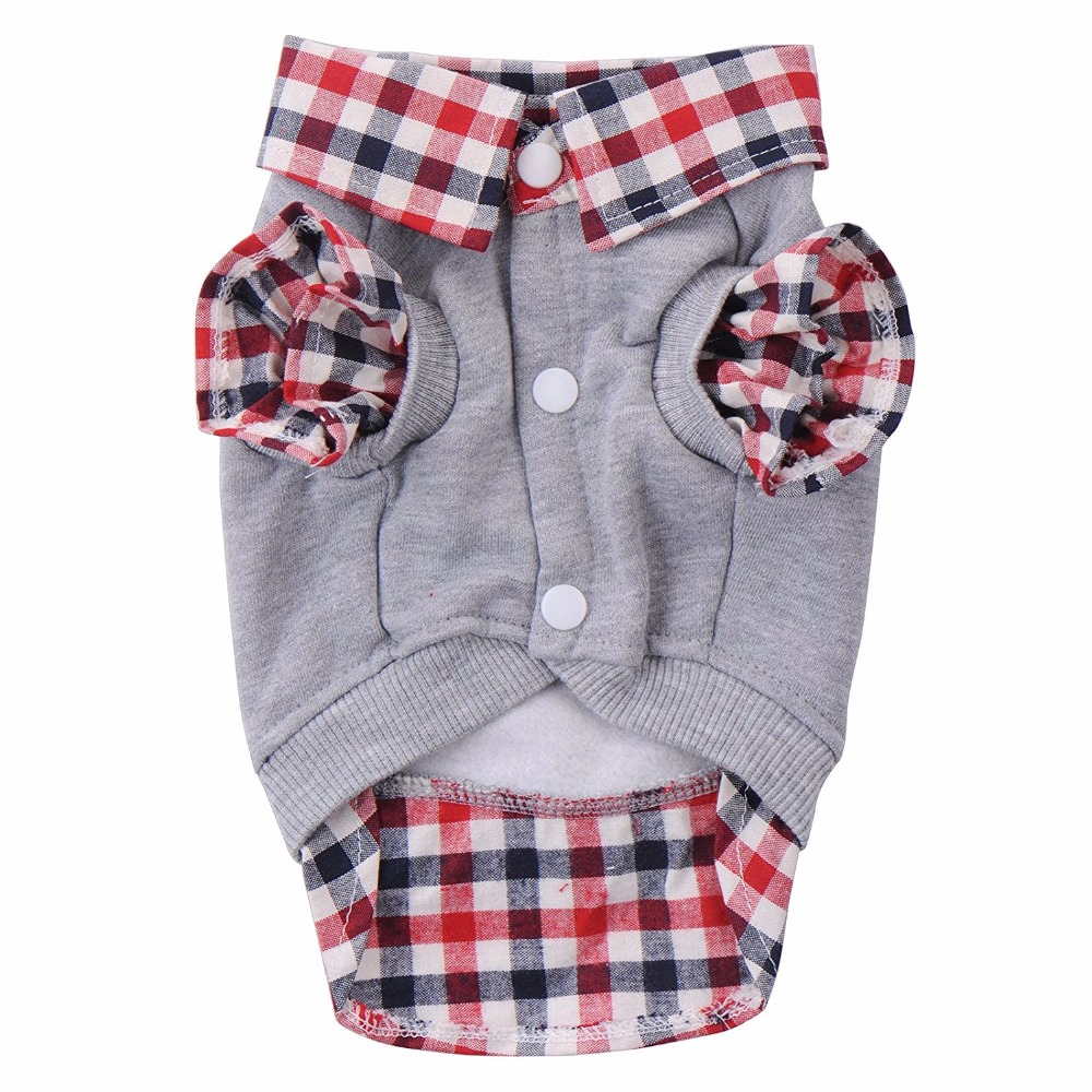 Dog Cat Grid Sweater Puppy Warm Coat T-Shirt Pet Clothes POLO Shirt Dog Apparel