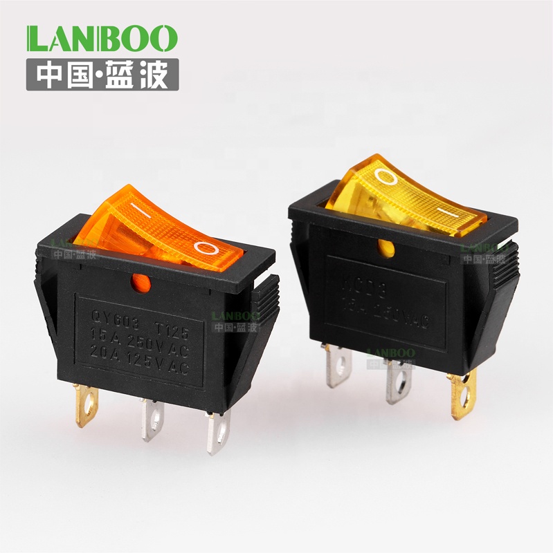 Lanboo фабричная поставка 15a 250v освещенные перекидной переключатель Kcd3 подсветкой 3 контактный выключатель