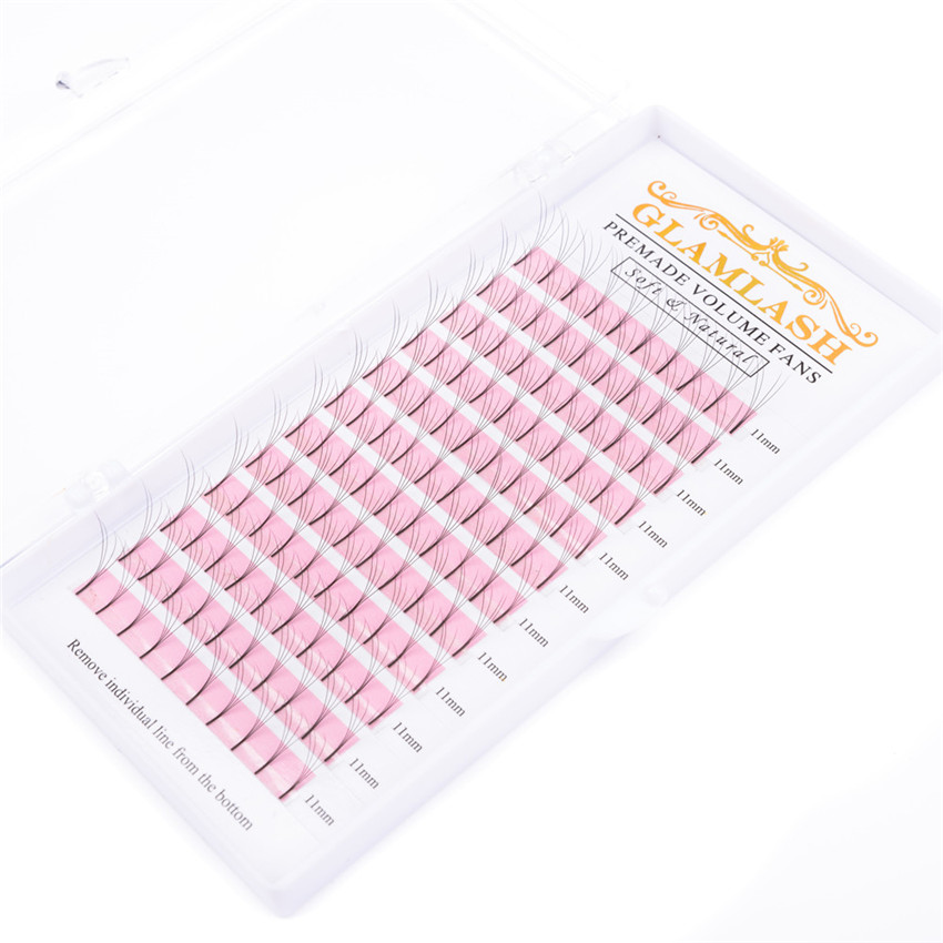 GLAMLASH 0.05 0.07 0.1 Mm Pre Made Russian Volume Fans Eyelash Extensions With 2d 3d 4d 5d 6d premade fan lash