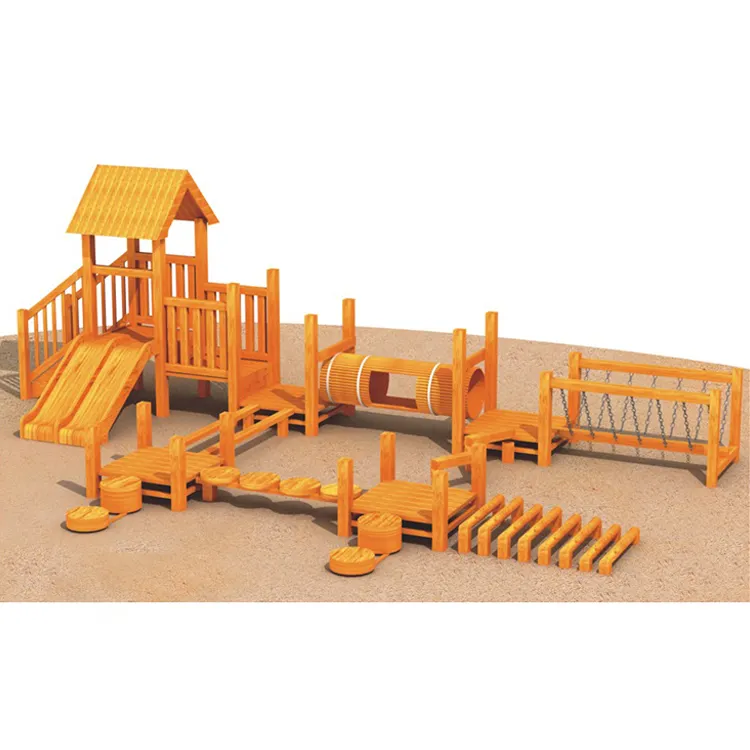 Multi - functional Kids Wooden Playground Equipment Single - Plank Bridge Balance Training Fitness Equipment for Sale