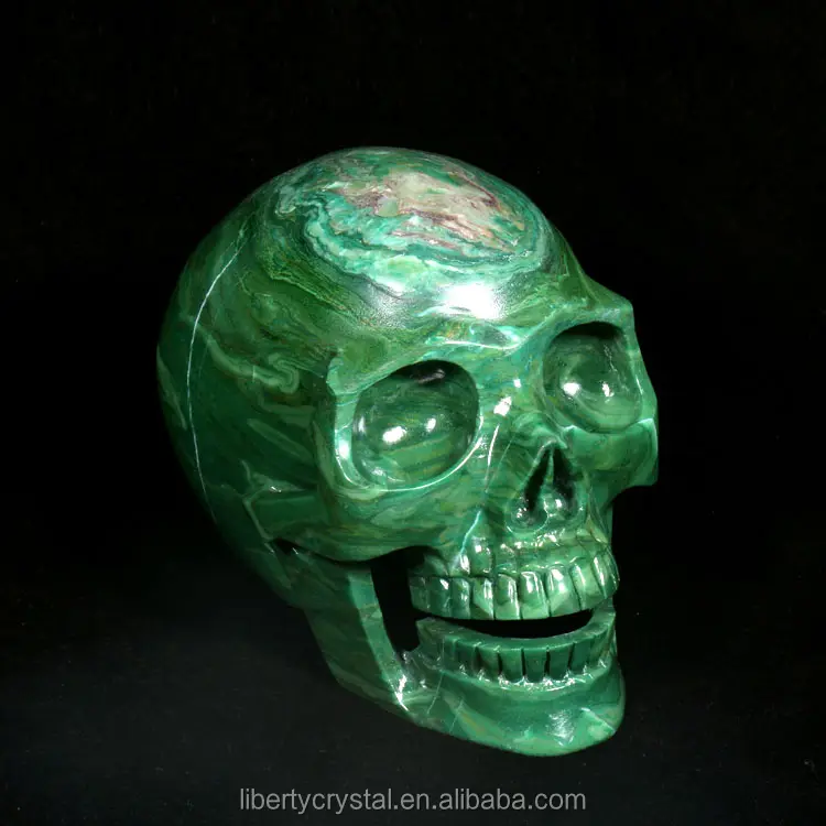 Natural Crystal Quartz Skulls African Green Verdite Carved