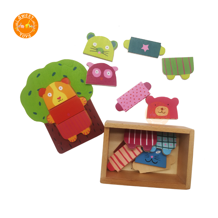 2019 образовательные diy игрушка Медведь Форма Изменение одежды дерево медведь головоломки с коробкой для детей