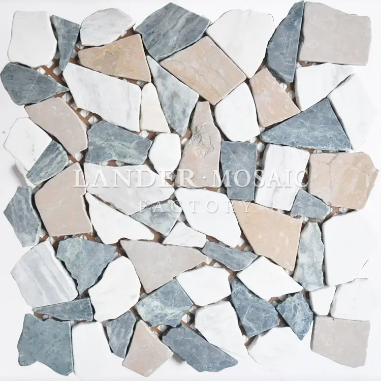 Lander Stone colorful marble mosaic pebble stone for outdoor floor and wall good price