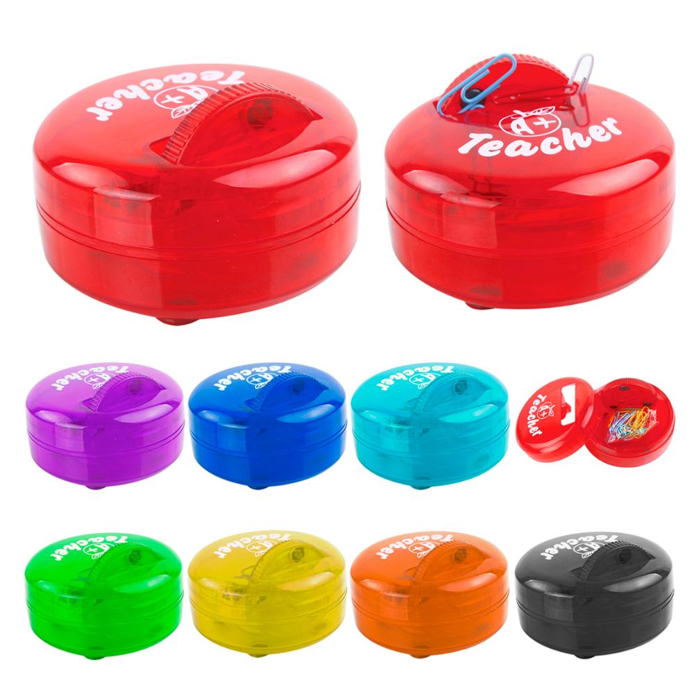 Round disc insert transparent plastic built in magnet circle scroll bar roller document paper office stationery clip holder