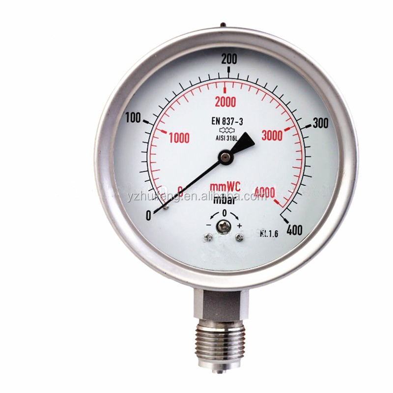 HF все SS 0-400mbar 0-4000mmWC Манометр низкого давления датчик капсулы EN837-1
