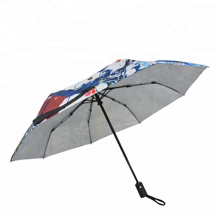 New design automatic function 3 folding umbrella with logo printing